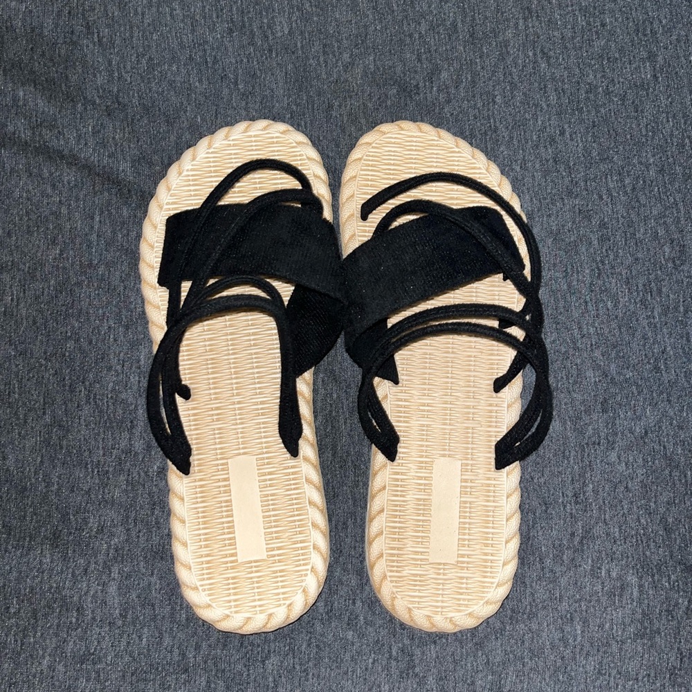 black lace sandals